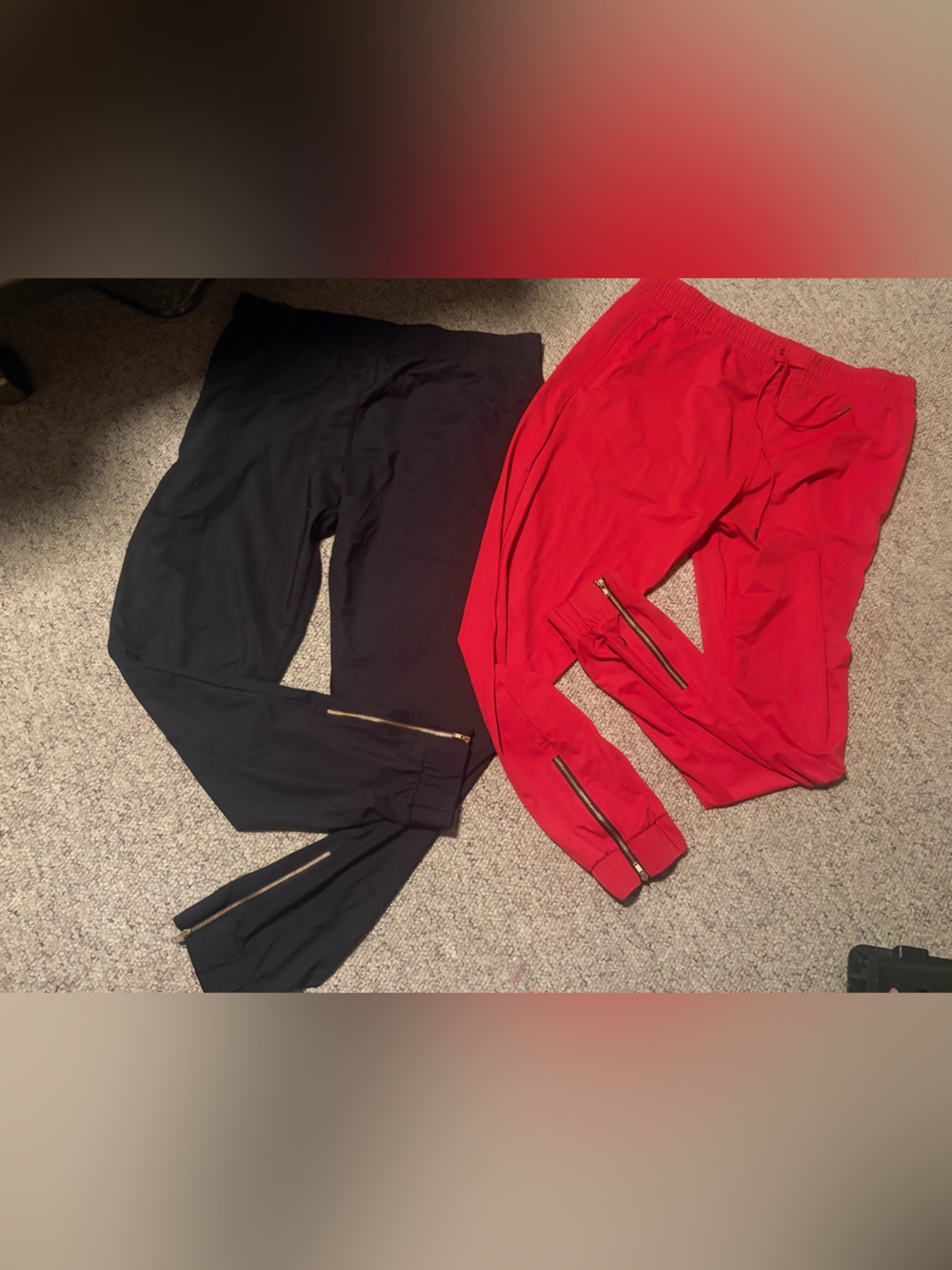 Zyia Everywhere Red & Black Zipper Joggers